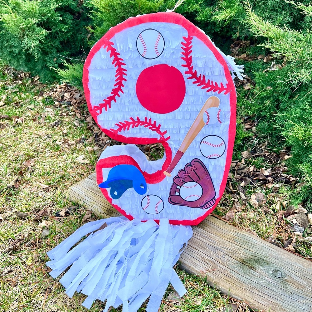 Baseball Themed Number 9 Pinata